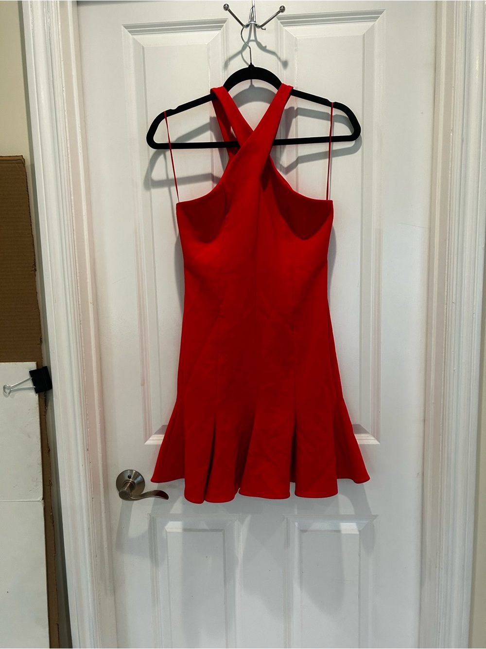 Likely Carolyn Bittersweet Coral Crisscross Halter Mini Dress Wedding guest - Picture 2 of 5